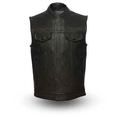 Pre-owned First Manufacturing Company Inc. First Manufacturing Mens Leather Vest Fim686cpm | Hotshot In Black