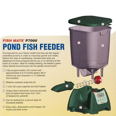 Fish Mate P7000 Automatic Fish Food Feeder P 7000Holds Up to 6.5 lbs. of Food