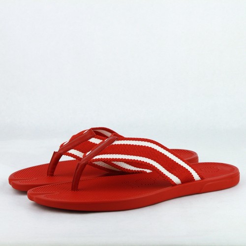 Pre-owned Gucci Red Rubber Sandals With White Stripes 391366 7567