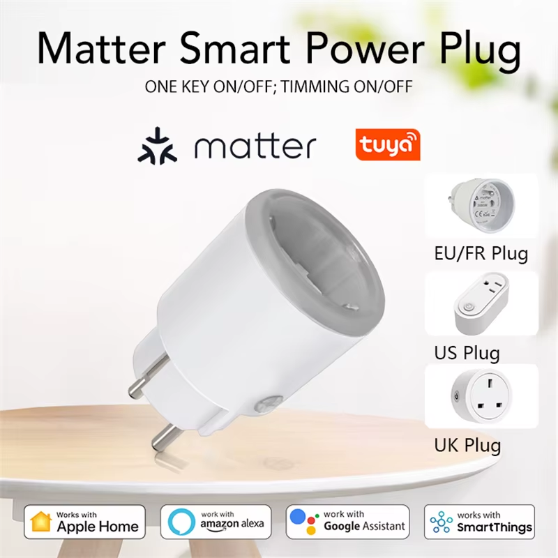 Matter Smart Plug with 16A Power Monitoring and WiFi Support for Homekit Alexa G