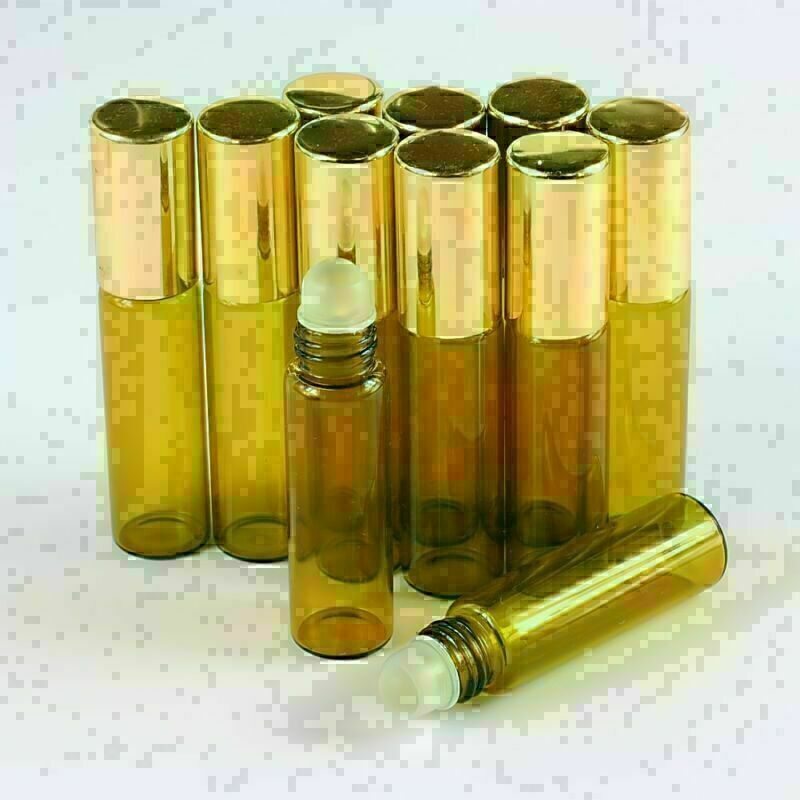 30Pcs 5ML Glass Bottle Amber on Refillable Bottles for Essential Oil Roll Ball