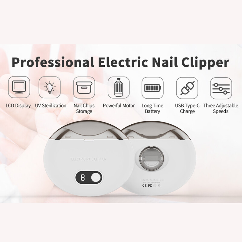 Electric Toe Nail Clippers Light Portable Trimmer Nails Cutter USB Rechargeable