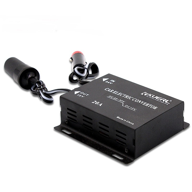 Truck 24V DC to Car 12V DC 10/20A Cigarette Lighter Buck Converter Power Adapter