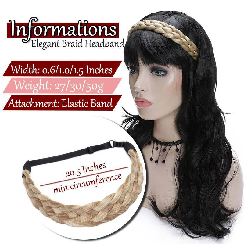 Thick Braided Headband Hair Band Plaited Chunky Braid Band Real Natural as Human