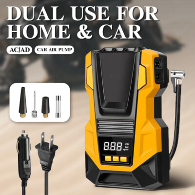 AC/DC Tire Inflator Portable Air Compressor Pump for Car Tires 150PSI with LED