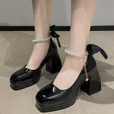 Thick high heel pumps hot sale