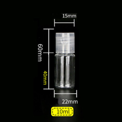 Empty Plastic Bottles 10-200ml Clear Small Travel Container Liquids Flip Caps`
