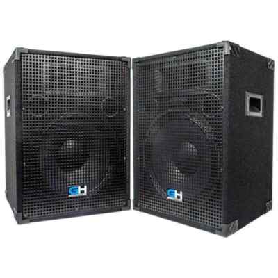 Pair of Passive 15 Inch 2-Way PA/DJ Loudspeaker Cabinets - 800 Watts Full Range