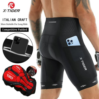 Men Cycling Shorts with Back Pocket 5D Gel Padded Bike Shorts Men Biking  Pants