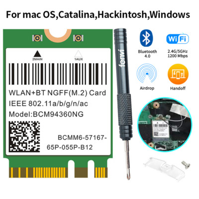 Hackintosh PC Windows M.2 NGFF Wifi Card BCM94360NG Wireless Bluetooth Adapter