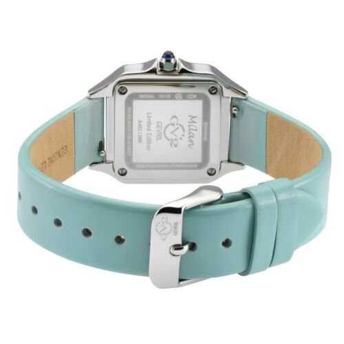 Pre-owned Gv2 By Gevril Women's 12110-6 Milan Diamonds Turquoise Leather Wristwatch