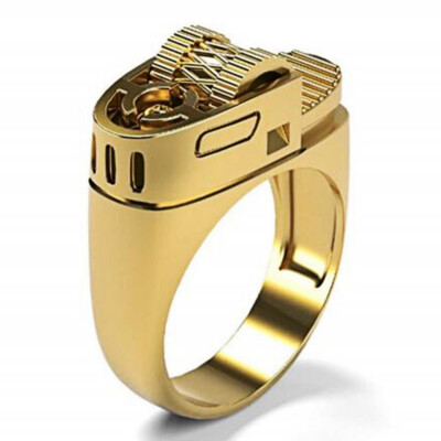 Gold Solitaire Engagement Ring Lighter Simulated Ladies Men Gift