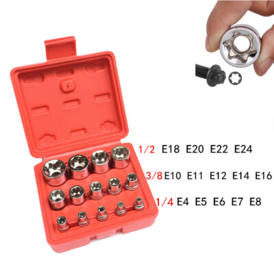 14PCS/Set Torx Socket Bit  E Type Chrome Vanadium Bright Chrome Car Repair Tools