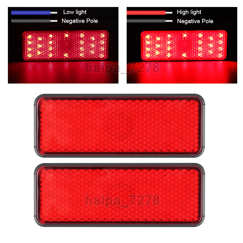 2X LED Reflector Rear Tail Brake Light Stop Marker Red Motorcycle ATV UTV Truck