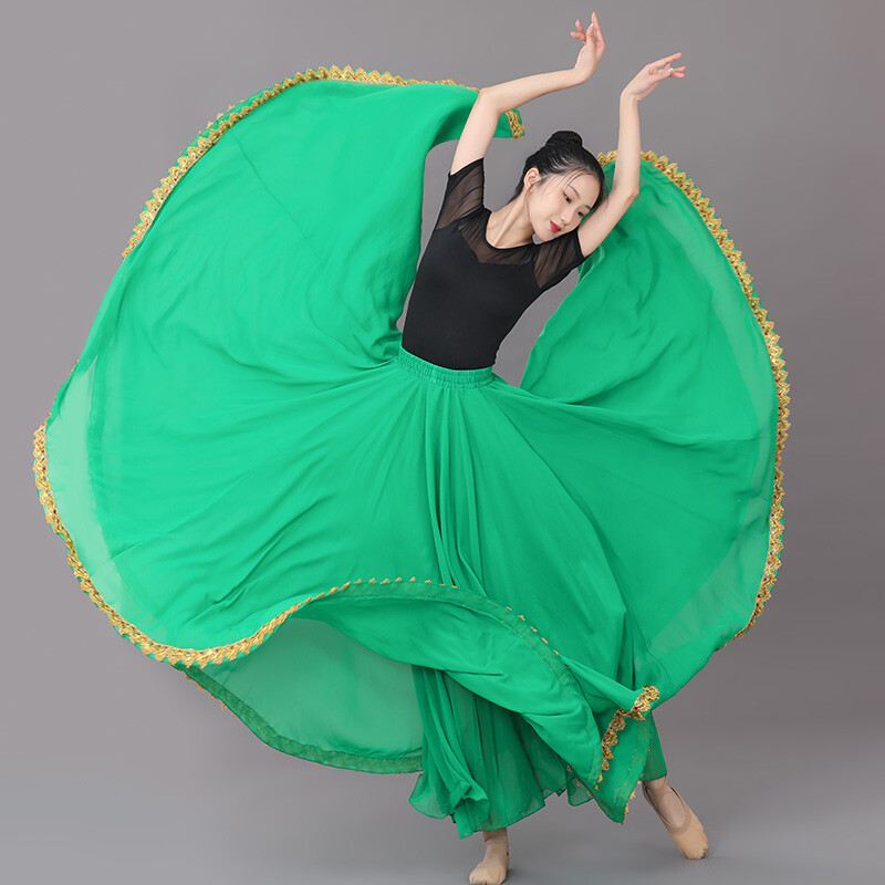 Jupe Longue En Chiffon Pour Femmes Avec Dentelle, Vêtements De Danse Ethniques