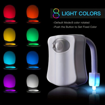 US 3-6 Pack Motion Sensor Activated LED 8 Colors Changing Toilet Night Light