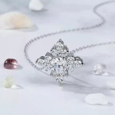 2.00Ct Round Lab-Created Diamond Women's Stunning Pendant 14K White Gold Plated
