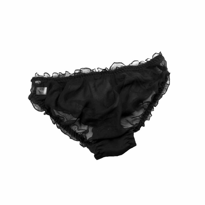 Womens 100% Silk Ruffle Frilly Bikinis Briefs Panties Knaughty Knickers Hotwife