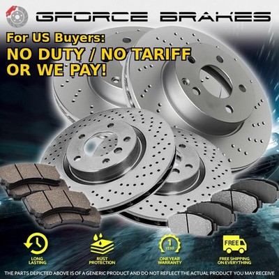 F+R Cross Drilled Rotors & Brake Pads for 2012-2014 Audi A4 Quattro 320mm/300mm