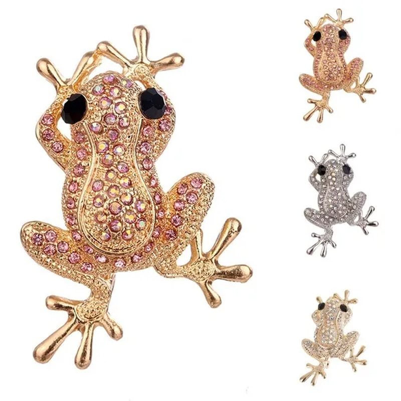 Personality Cute Frog Diamond Brooch Pin