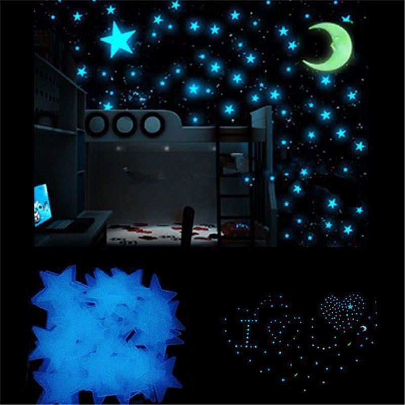 200 pcs Pack Glow In The Dark 3D Stars Moon