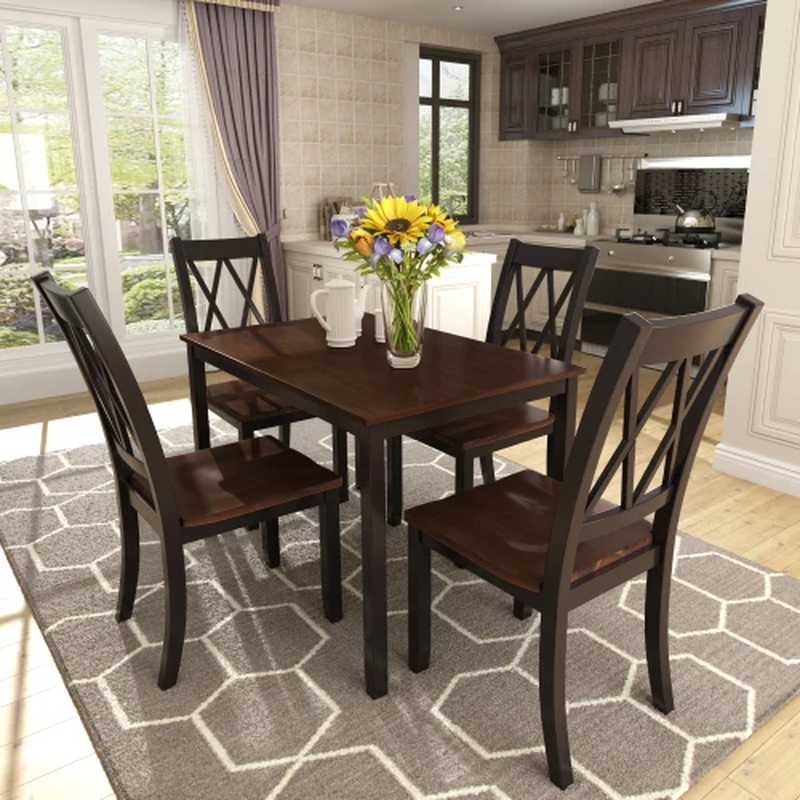 S Wood Dining Set Mid-centu
