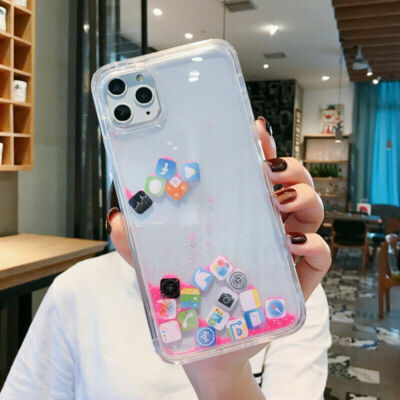Liquid Quicksand Cute Apps icon Case For iPhone 16 15 14 13 12 11 Pro Max 8 Plus