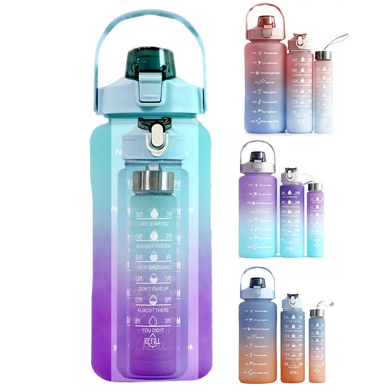 64OZ Water Bottle Motivacional set 3pcs Bottle stikers 3D Sports Hydration timer