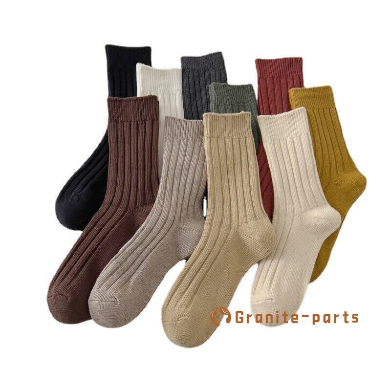5 Pack Women Cotton Mid Calf Fanshion Sport Casual Classic Solid Soft Crew Socks