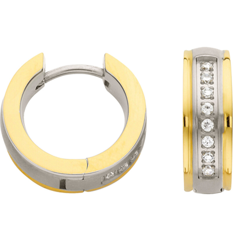 CEM Creolen ionenplattiert 5,0 mm Breit echt Titan Klapp Weiß/Gelb Gold Original