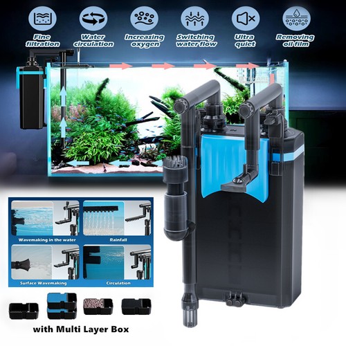 50Gallon Aquarium Fish Tank Hang on Power Filter External 4Stage Media 132GPH 6W