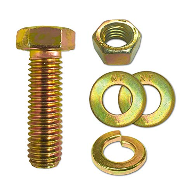 (10 Sets) 3/8-16X1-1/4 Grade 8 Hex Cap Bolts Screws, Nuts, Flat & Lock Washers