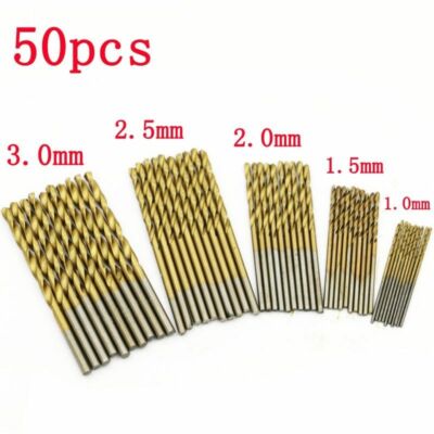 50PCS Micro Round Shank Drill Bits Set Small Precision HSS Twist Drill Bit Kit