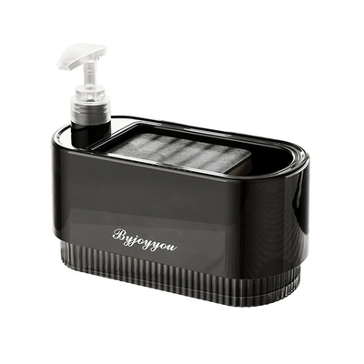 Dispenser Sapone Cucina 2 in 1 Porta Spugna Dosatore Detersivo Lavello Grigio