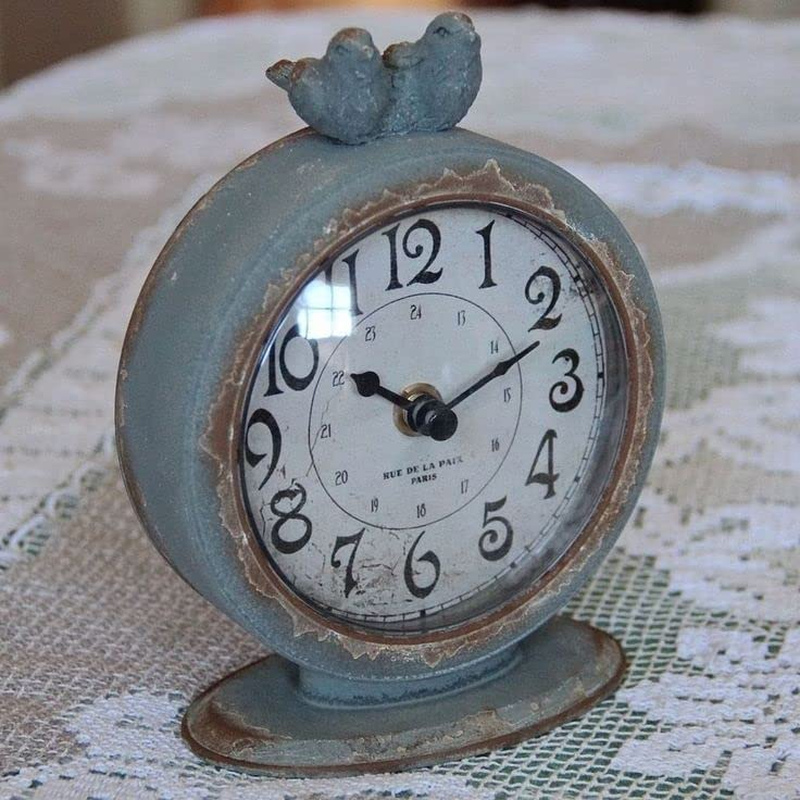 Creative Co-Op Grey Pewter Mantel Birds Clocks, Pack of 1,DA3835