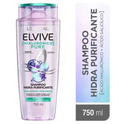 Elvive L´oréal Paris - Shampoo Hialuronico Pure 750 Ml x 2 Unidades