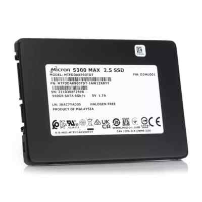 Micron 5300 MAX 960GB SATA Enterprise SSD MTFDDAK960TDT 6Gb/s 3D TLC 5DWPD 2.5in