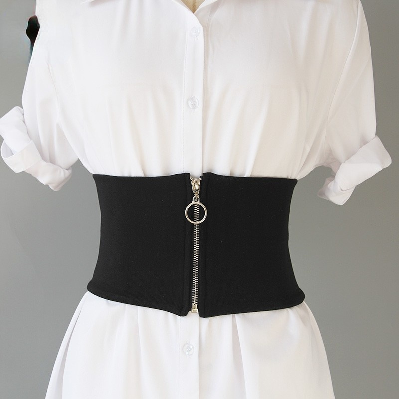 Donna Ampio Cintura Corsetto Zip Elastico Rétro Fascione Elasticizzato