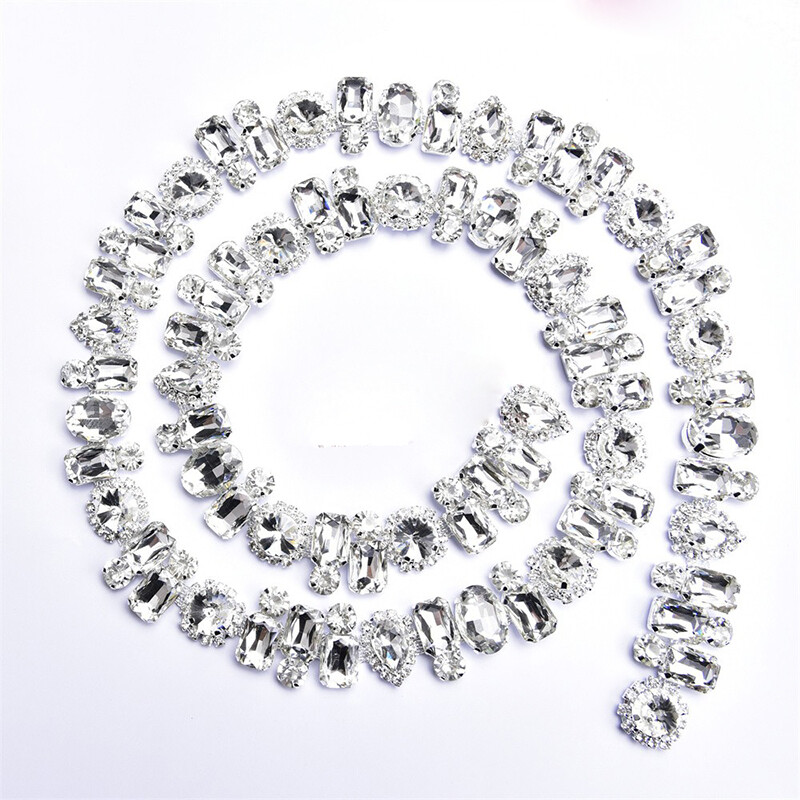 90cm Glänzend Strass Kunst Strass Kette Kristall Ränder Band Kante Dekors Bling