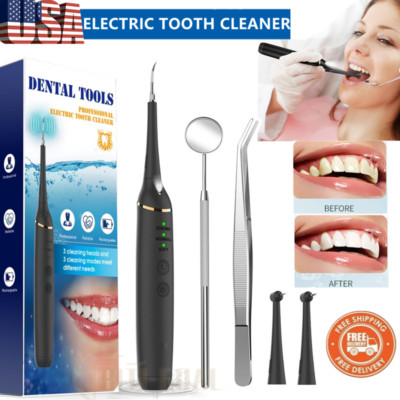 Ultrasonic Tooth Cleaner Kit Dental Plaque Calculus Stain Remover Teeth Cleaning