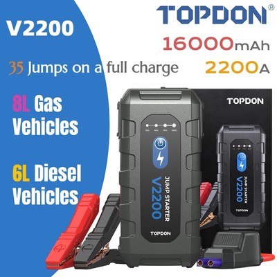 2024TOPDON V2200 PLUS 2-in-1 2200A Car Jump Starter Auto Charging Battery Tester