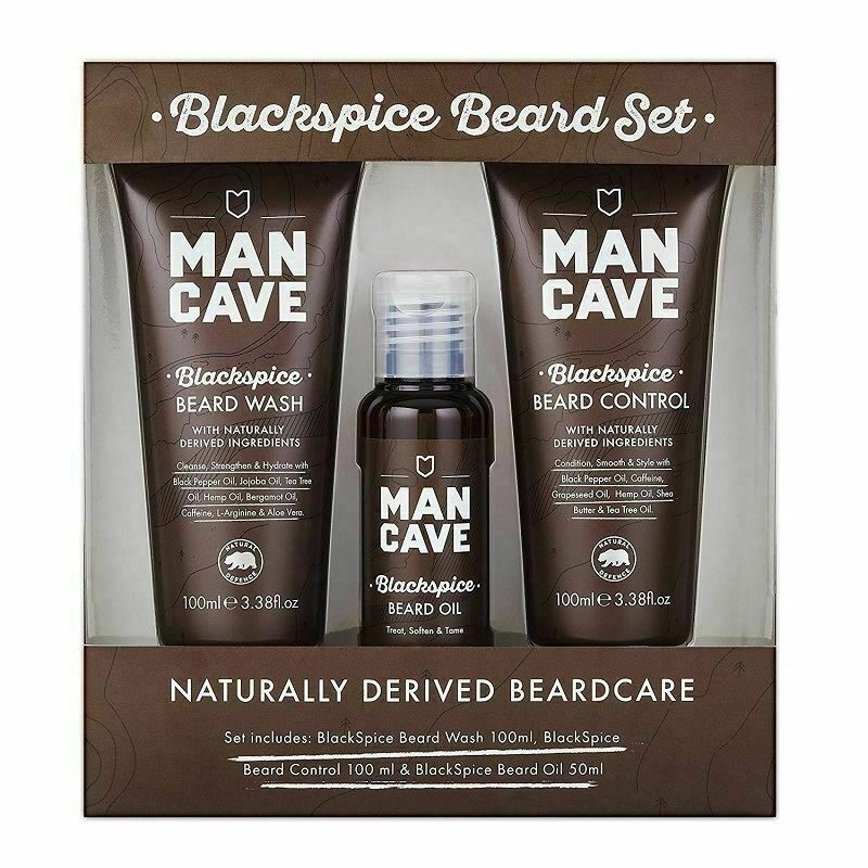 ManCave Blackspice Natural Beard Care - 3 Piece Gift Set New