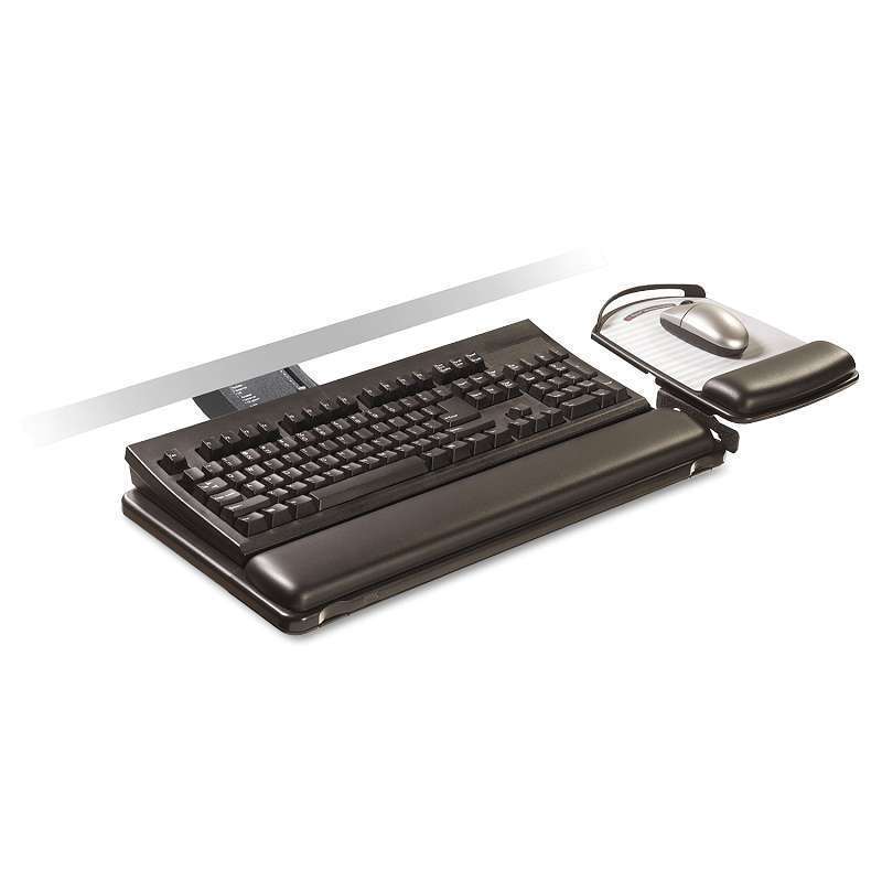 3m Sit/stand Easy Adjust Keyboard Tray, Highly Adjustable Platform,, Black