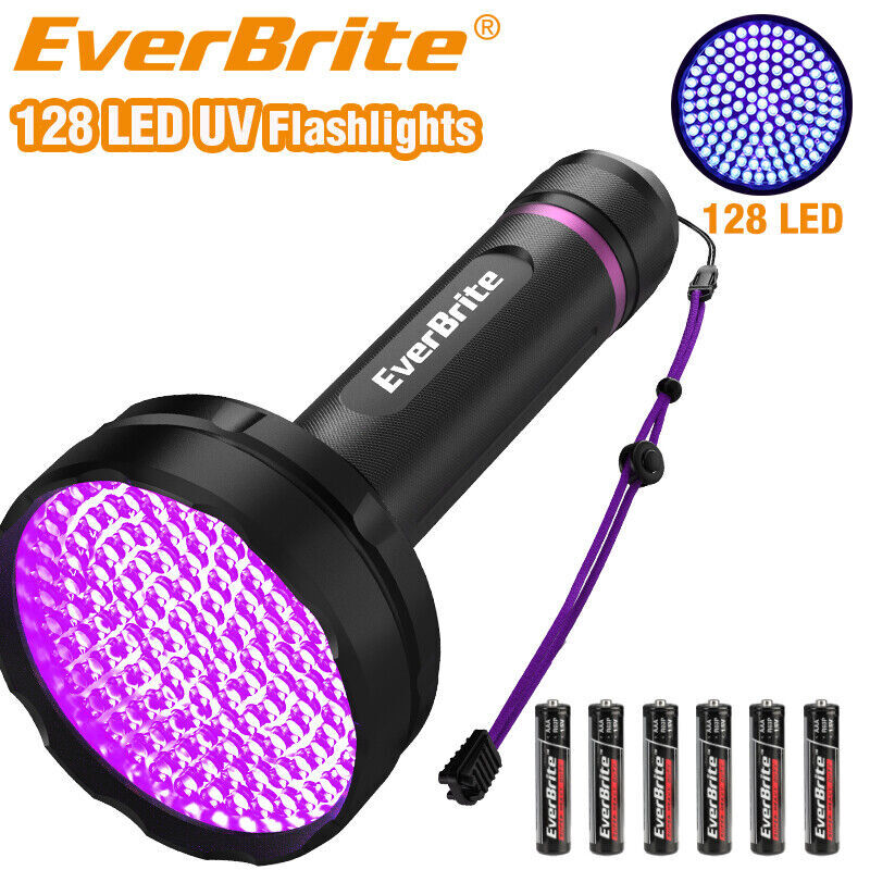 EverBrite 128 LED Black Light Flashlight UV Flashlights 395 nm Ultraviolet Light