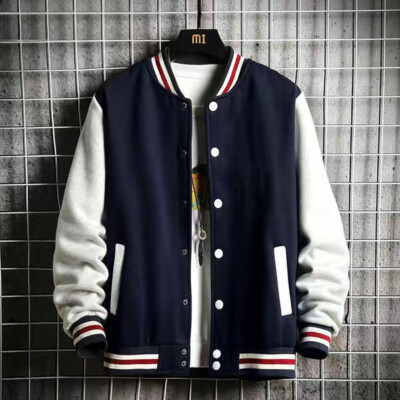 Casual Baseball Uniform Cotton Regular Rib Sleeve Clothing Bomber Jacket Men