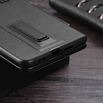 For Google Pixel Fold Shockproof Leather Case Kickstand Hybrid Protective Cover