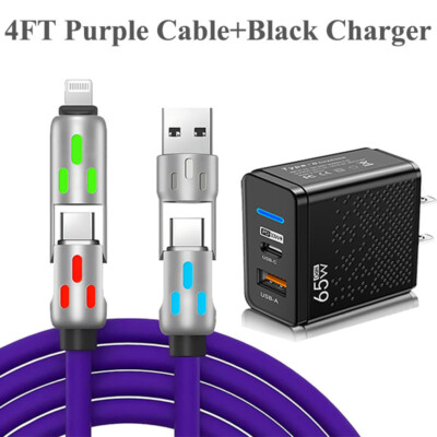 4-in-1 USB C Cable 240W 4FT for Apple Cable Fast Charging 480Mbps Data Sync