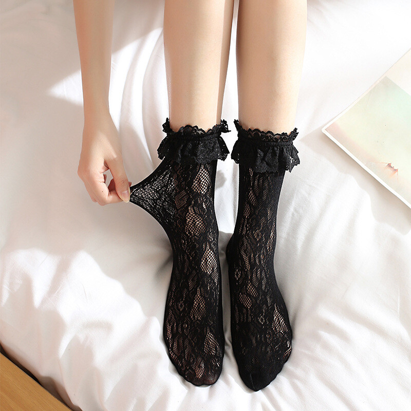 1/2/5 Paar Damen Mädchen Spitze Socken Hohl Out Rüschen Lolita Strumpf Süß