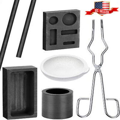 7PCS Graphite Ingot Crucible Mold Set Torch Melting Tools Kit for Gold / Silver