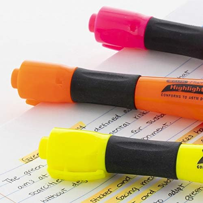 BAZIC Highlighter Yellow Color Desk Style, Soft Grip Chisel Tip Broad Fine Line